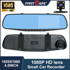 4.5 Inch Mirror Screen Car Dash Cam 1080P Front & Optional Rear Camera Dual Channel DVR Recorder with Auto Mode