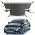 Windproof Snow Cover for Cars, Universal Windshield Frost Protector with Magnetic Edges, Durable Oxford Fabric CM World