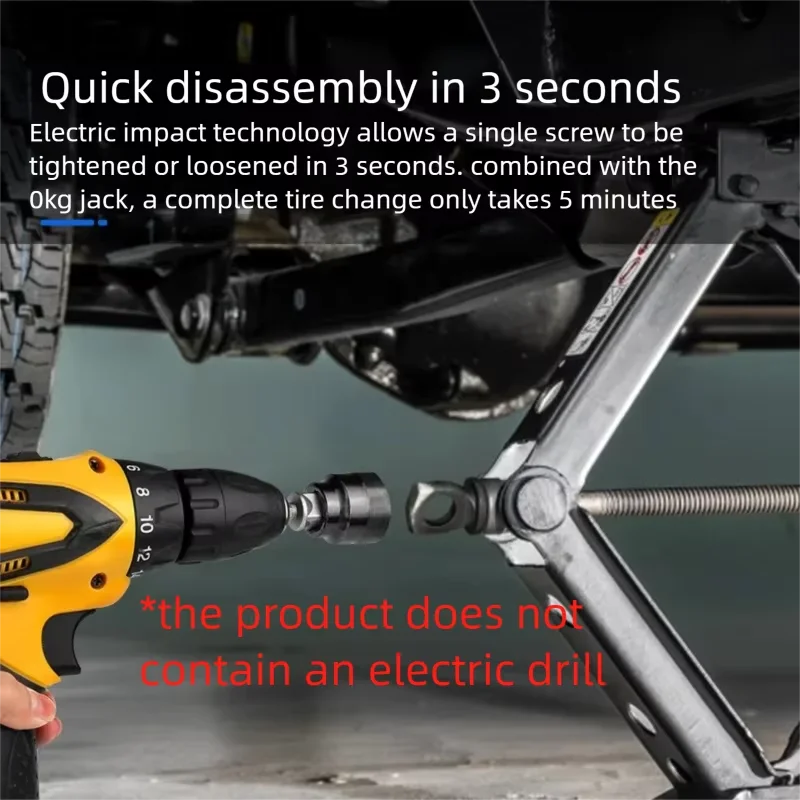 Universal Scissor Car Jack Adapter Rv Stabilizer Jack Drill Adapter Car Disassemble Tool Steel Ball Joint Rod Impact Wrench Tool