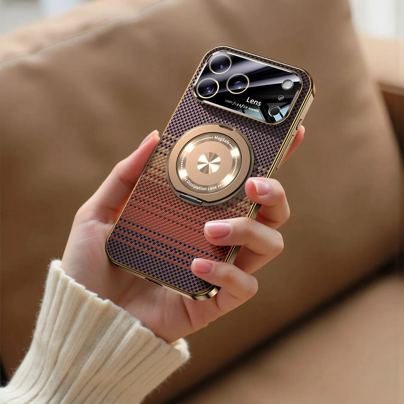 For iPhone 17 Pro Max Magsafe Case for iPhone 16 15 14 Pro Max 360 Rotate Magnetic Stand Holder Soft Carbon Fiber Magnetic Cover Car Mobile World