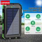 Lenovo 200000mAh Solar Power Bank Portable Charging Poverbank External Battery Charger Strong Light LDE Light for iphone Huawei Car Mobile World