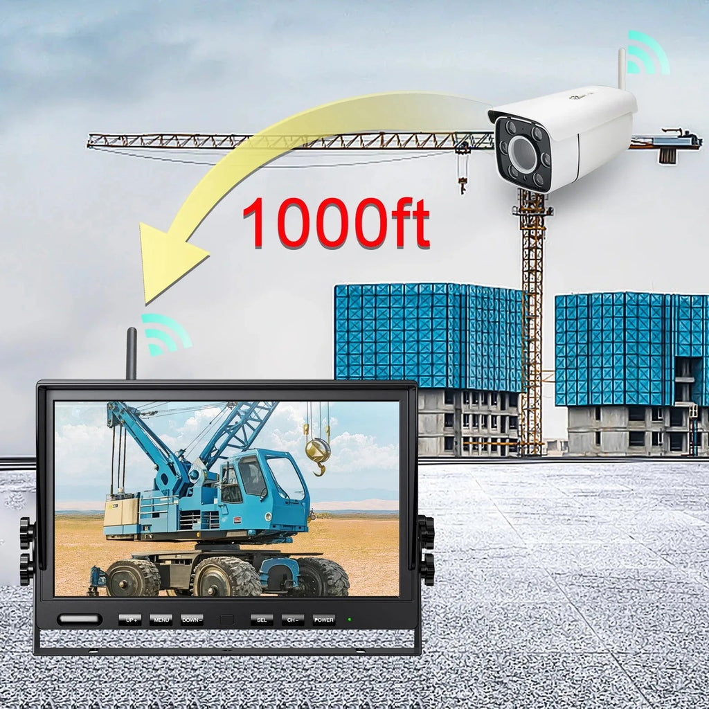 Lastbus Tower Crane 10.1" IPS Screen DVR Monitor Split 2 Screen  Wireless Camera 30x Optical Zoom For Tower Crane Lift Excavator Car Mobile World