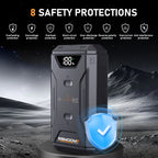 Portable Car Battery Jumper, 1500A Peak Car Jumper, 12V Portable Power Supply, Car Battery Jumper, Equipped with Smart Safety Jumper Cables, Includes 3-Mode LED Light