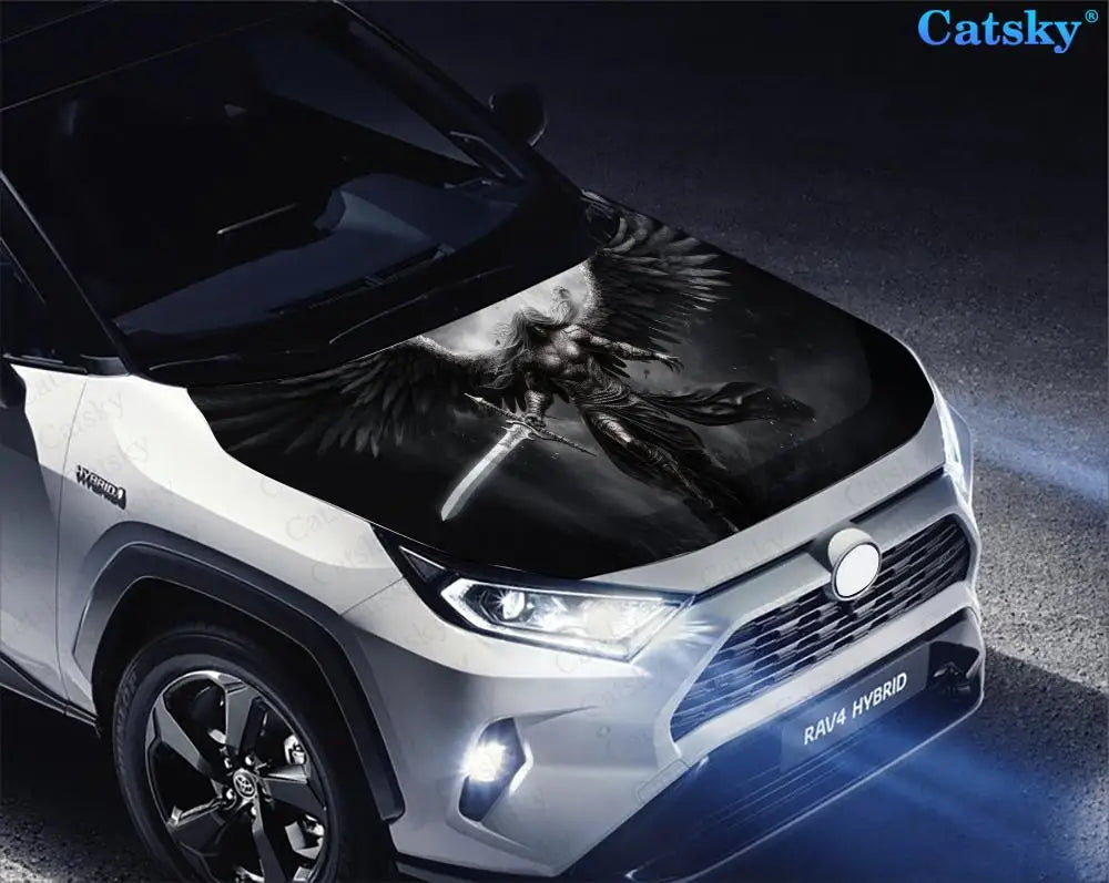 Dark Angel with Sword Car Hood Decal Stickers Wrap Vinyl Film Engine Cover Decals Sticker Car Hood Protective Film