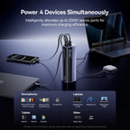 Baseus 200W 25000mAh Power Bank Dual Retractable USB-C Cables 4-Device Fast Charge Portable External Battery Charger For Laptop Car Mobile World