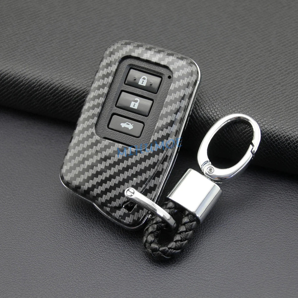 Car Key Fob Chain Case Cover Ring Shell For 2013-2023 Lexus RX ES NX IS GS LX RC Carbon Fiber 200t 300 300h 350 450h CM World
