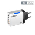 5 in 1 240W GaN Fast Charger With LED Light 2USB+3Type-C Multi Port Phone Charger for iPhone 16 15 pro Samsung Huawei Xiaomi 15 Car Mobile World
