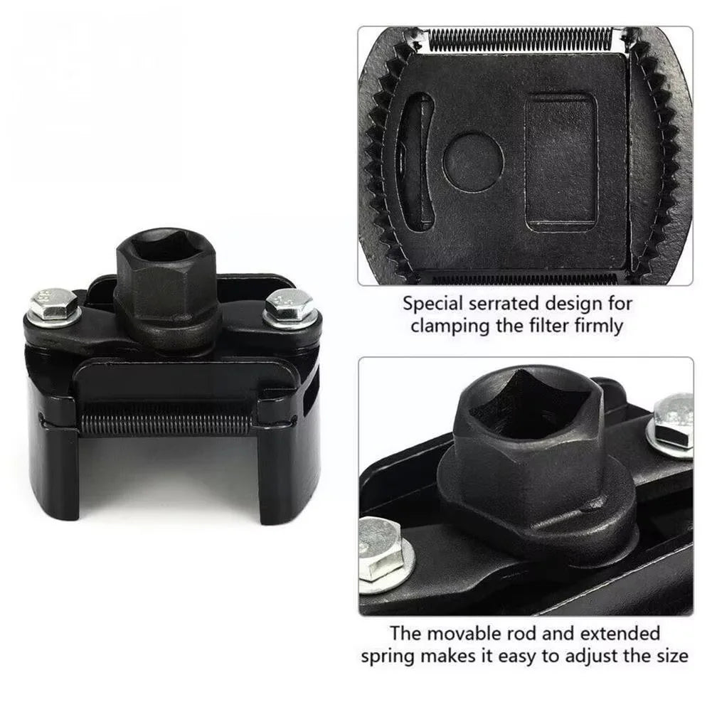 Universal Adjustable Two-Jaws Oil Filter Wrench 60-80mm Steel Remover Fuel Cast Black for Auto Car Motorcycle Maintenance Car Mobile World