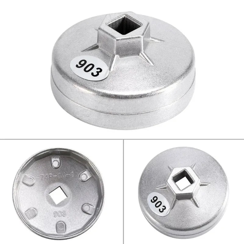74mm 14-Teeth Oil Filter Wrench, Aluminum Socket Removal Tool for BMW Audi Mercedes Benz VW Porsche, Cap Style Filter Tool