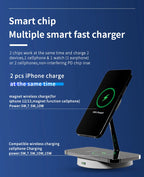 3-in-1 Magnetic Fast Wireless Charger for IPhone17-12 AirPods 2/3/Pro Metal Bracket with Night Light Fast Charging Dock Station