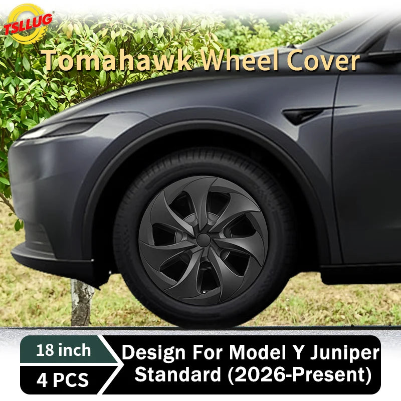 TSLLUG 4PCS 18 Inch 44th Hubcap for Tesla Model Y Juniper Standard 2026 Replacement Automobile Hubcap Full Rim Cover Accessories