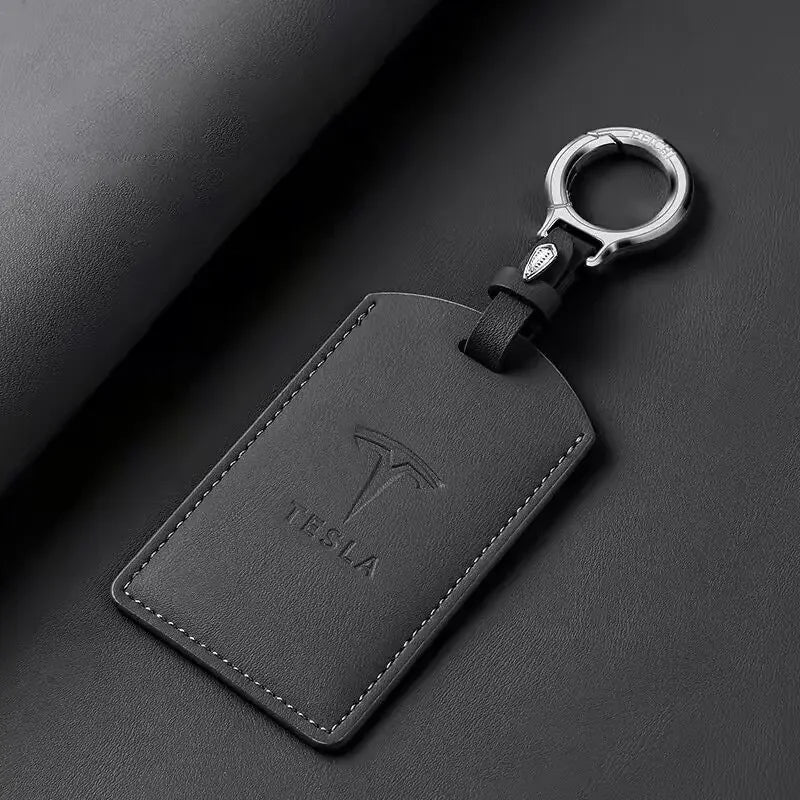 For Tesla Model 3 Model S X Y Keychain Accessories Leather Car Smart NFC Card Key Case Fob Cover Protector Shell