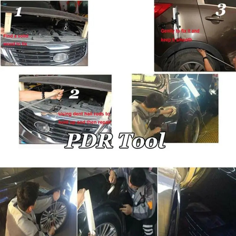 PDR Auto Body Repair Tools Kit 12pcs Black Hook Bars Car Damage Removal Repair Paintless Dent Repair Hand Tools
