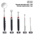 5PCS Telescopic Magnetic Pickup Tool, Portable Extendable Magnet Wand With Inspection Mirror, 360° Rotation, For Car Maintenance CM World