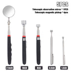 5PCS Telescopic Magnetic Pickup Tool, Portable Extendable Magnet Wand With Inspection Mirror, 360° Rotation, For Car Maintenance CM World