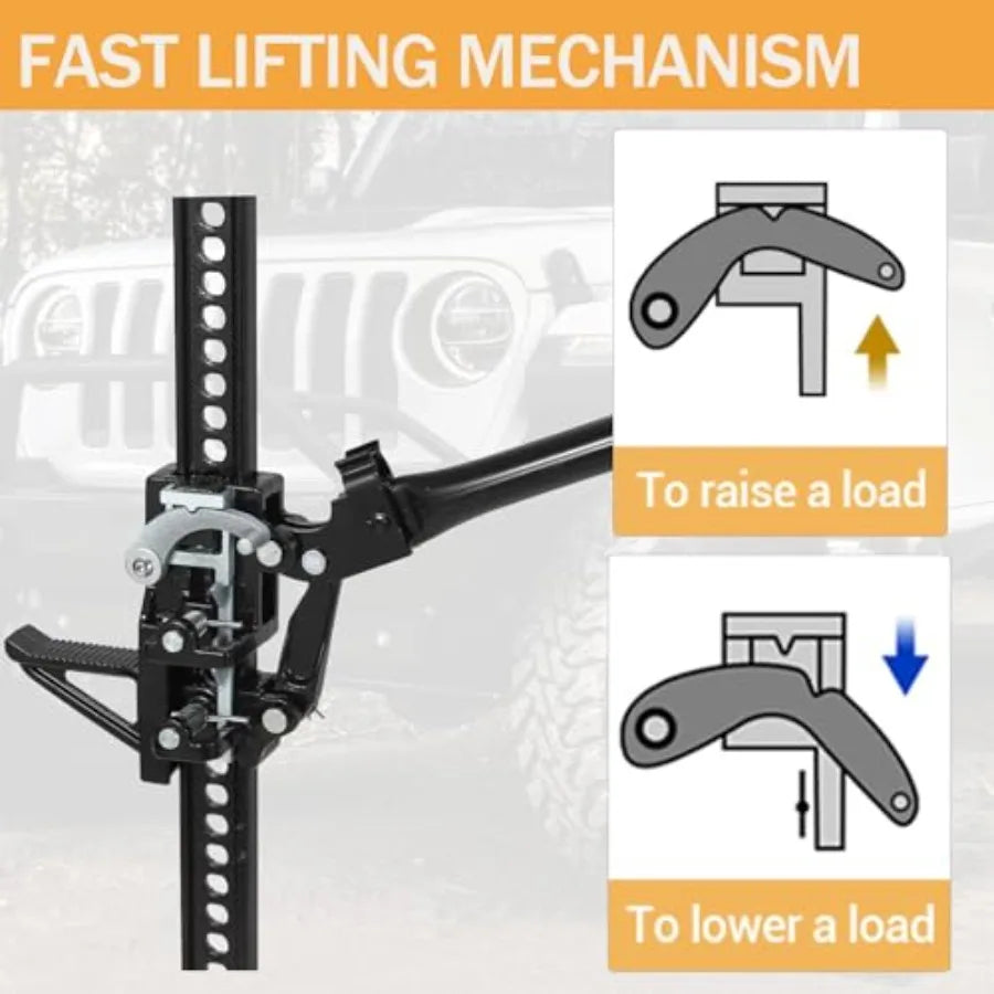 Farm Jack 60 in Ratcheting Off Road Utility High Lift Jacks 3 T 6600 LB Ccity Farm Jack for Tractor Truck Car Jeep Black (60 in CM World