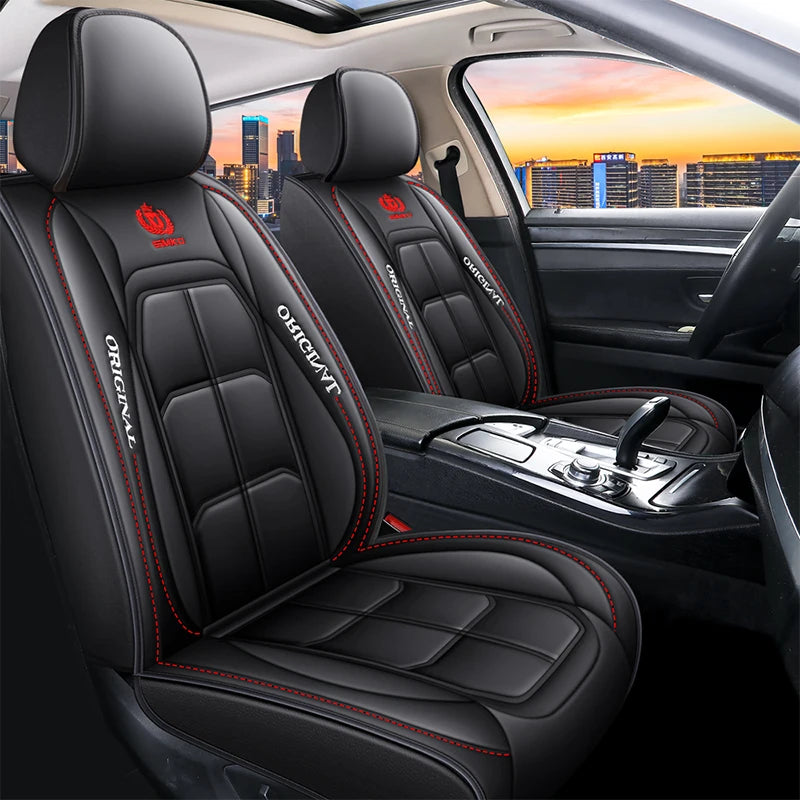 Universal Auto Seat Cover All-inclusive Four Seasons Anti-slip Dirt-resistant PU Leather Car Seat Cushion for Most Car Models Car Mobile World