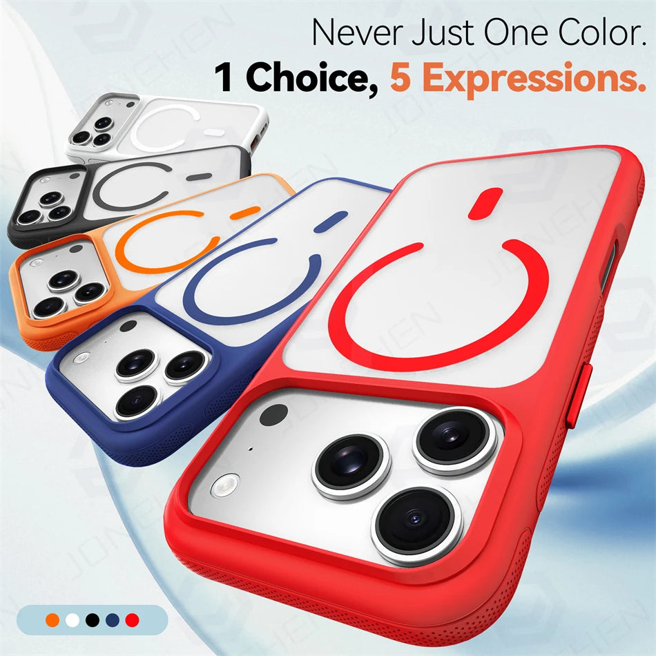 For Magsafe Skin Feel Transparent Phone Case For iPhone 17 16 15 Plus 14 13 12 18 Pro Max Metal Buttons Siliconen Bumper Cover