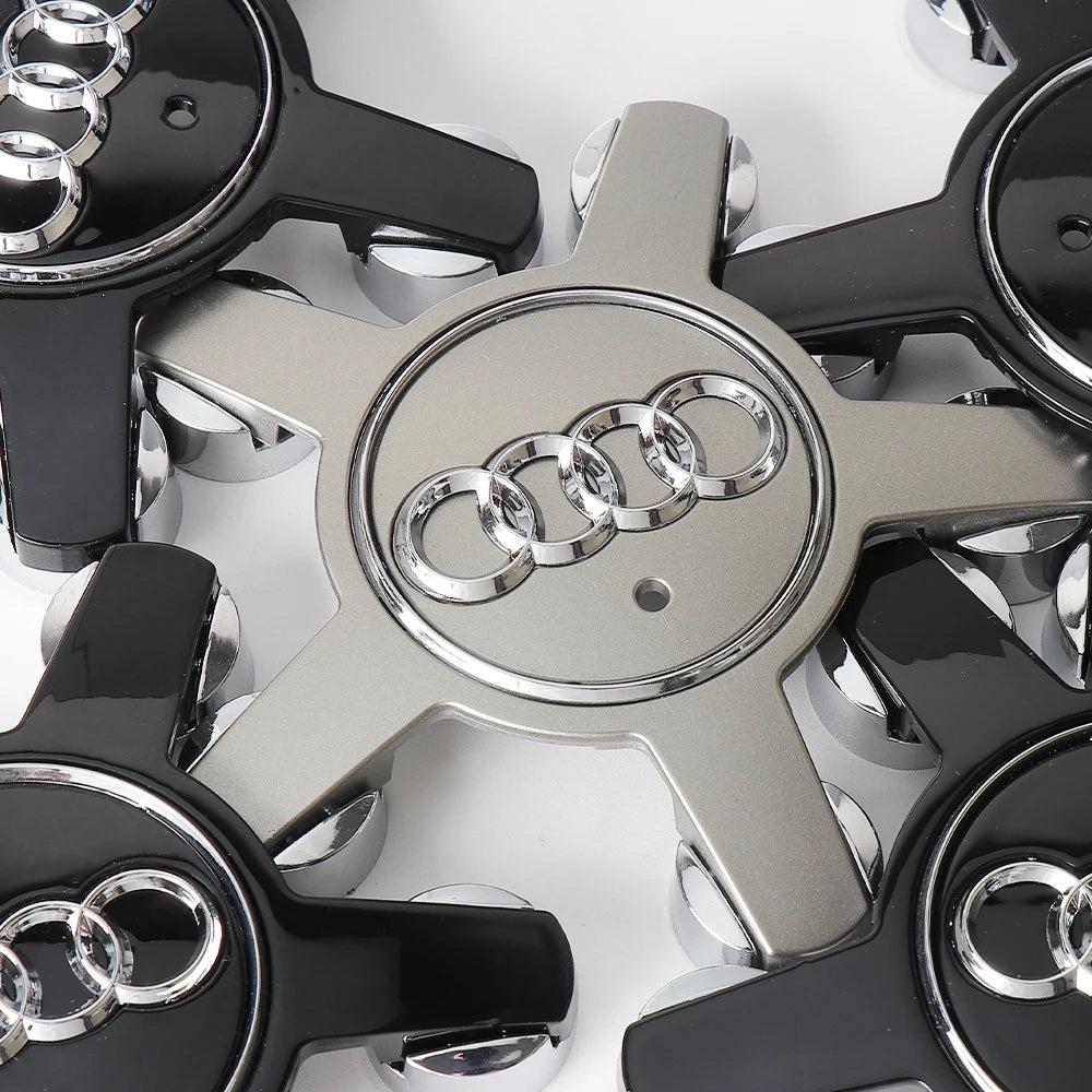 4Pcs For Audi Sline A3 A4 B5 B6 A3 8P 8V 8L A5 A6 C6 C5 S3 S4 S Car Wheel Center Hub Caps Covers Badge Hubcaps Auto Accessories