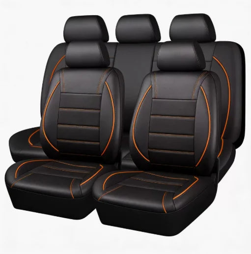 Universal Leather Car Seat Covers Red Simple Waterproof 5 Seat Car Seat Cover