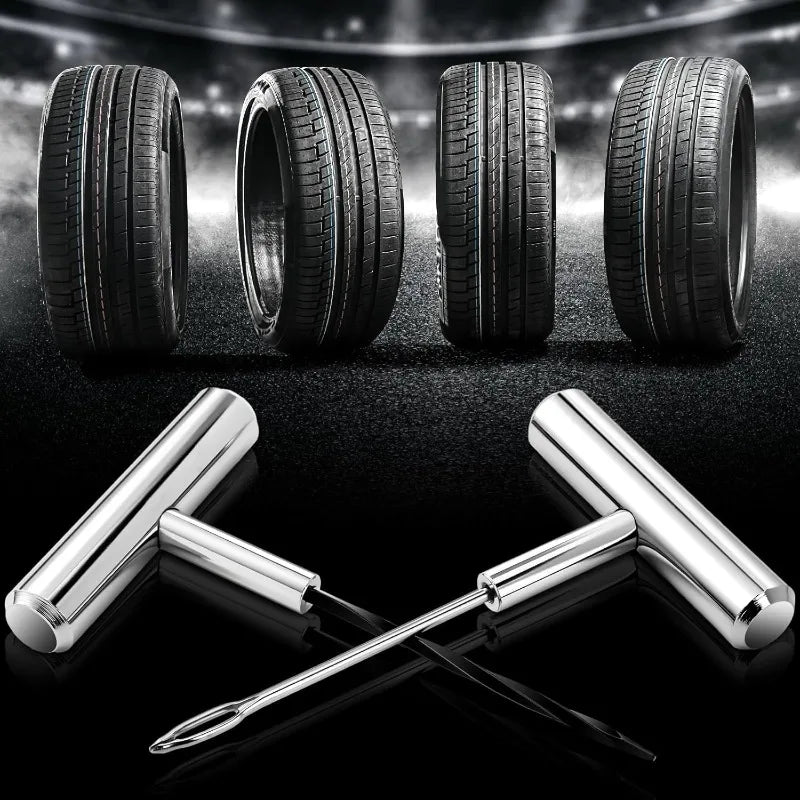 Heavy Duty Plug Kit Stainless Steel T Handle Set Bicycles Repair Puncture Tool Spiral Probe Split Eye Needle Tire Repair Set CM World