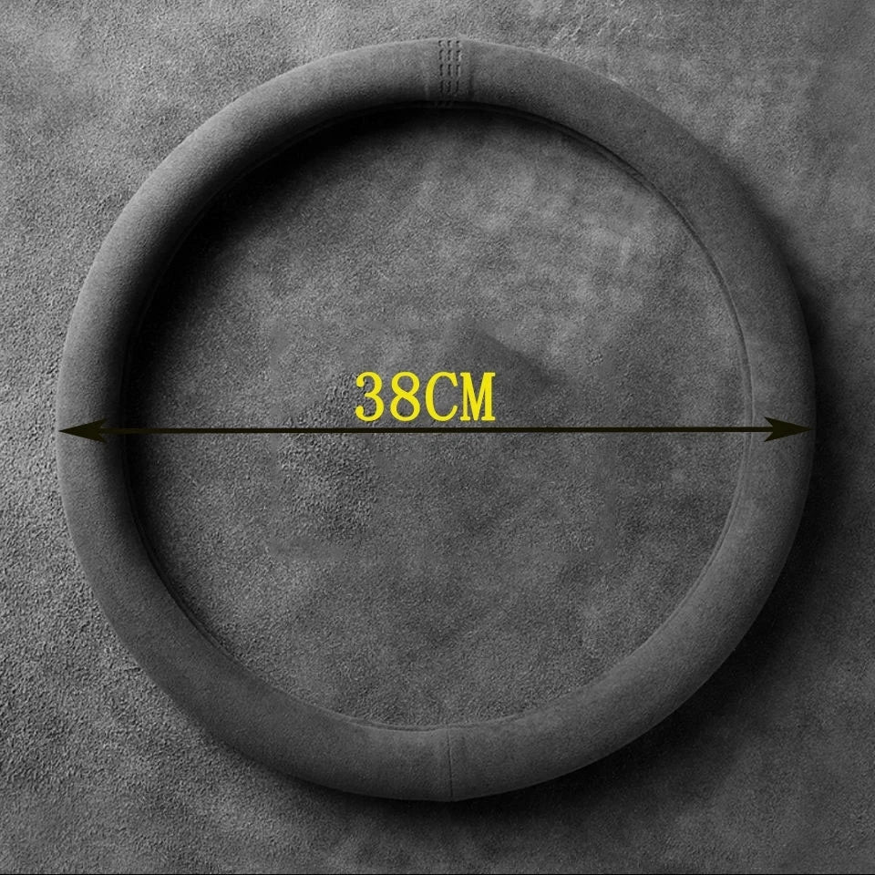 Suede Cover for All Seasons Car Steering Wheel Cover Ultra-thin Non-slip D-shaped Round Breathable Auto Steering Wheel Protector CM World
