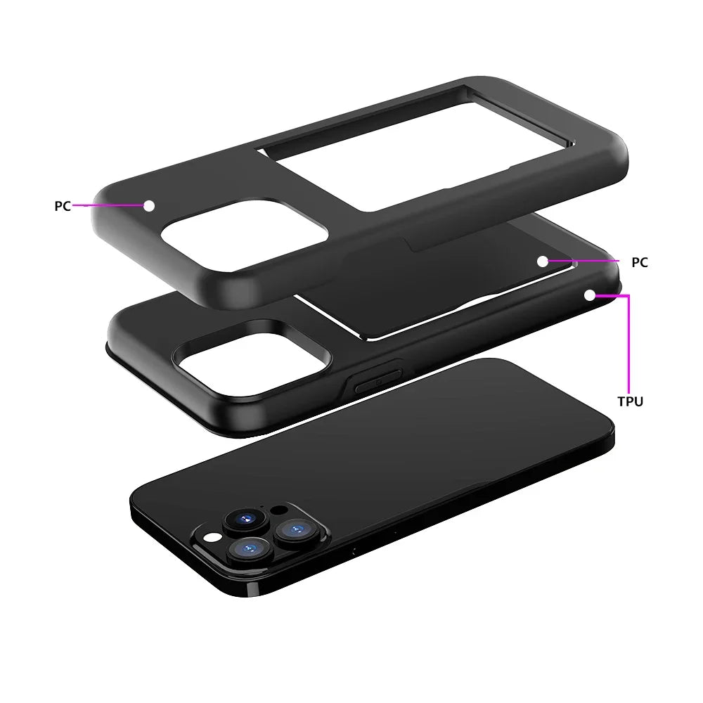 Credit Card Protective Wallets Case For iPhone 16 Pro 15 14 13 12 11 Pro Max for iPhone 16 Pro Max XR XS SE 2020 Cover