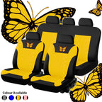 Car Seat Cover Full Set, Universal Butterfly Pattern Embroidery Auto Seat Cover Set CM World