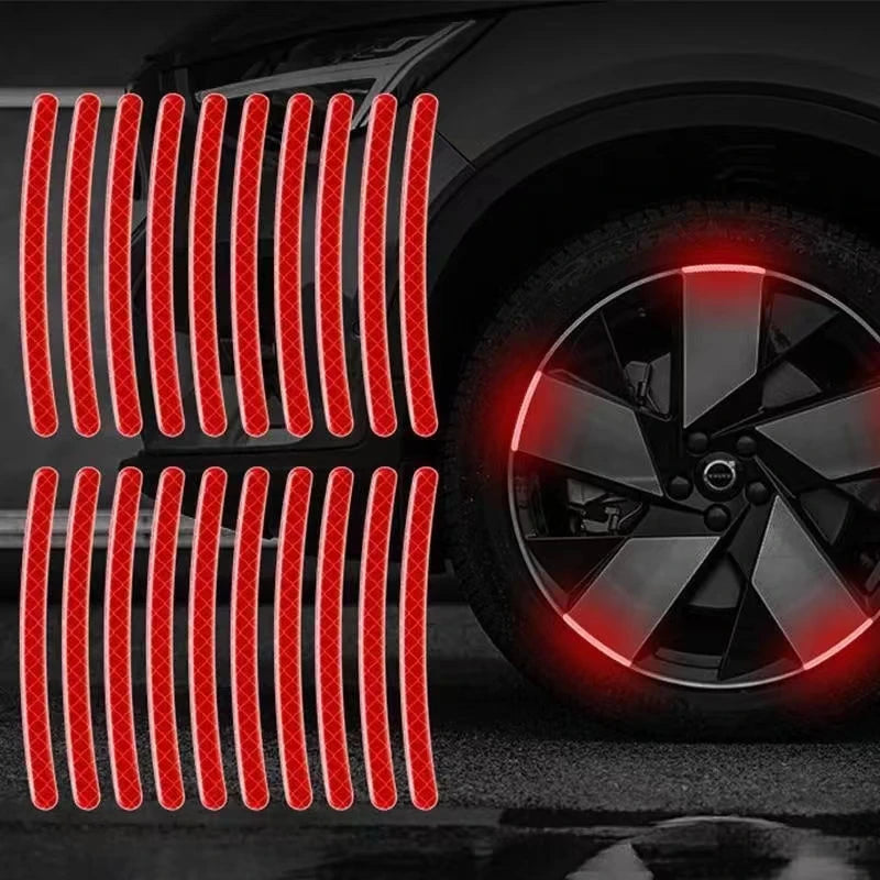 20PCS Reflective Stickers For Car Wheels Night Fluorescent Tire Safety Warning Stickers Personalized Decorative Car Stickers Car Mobile World