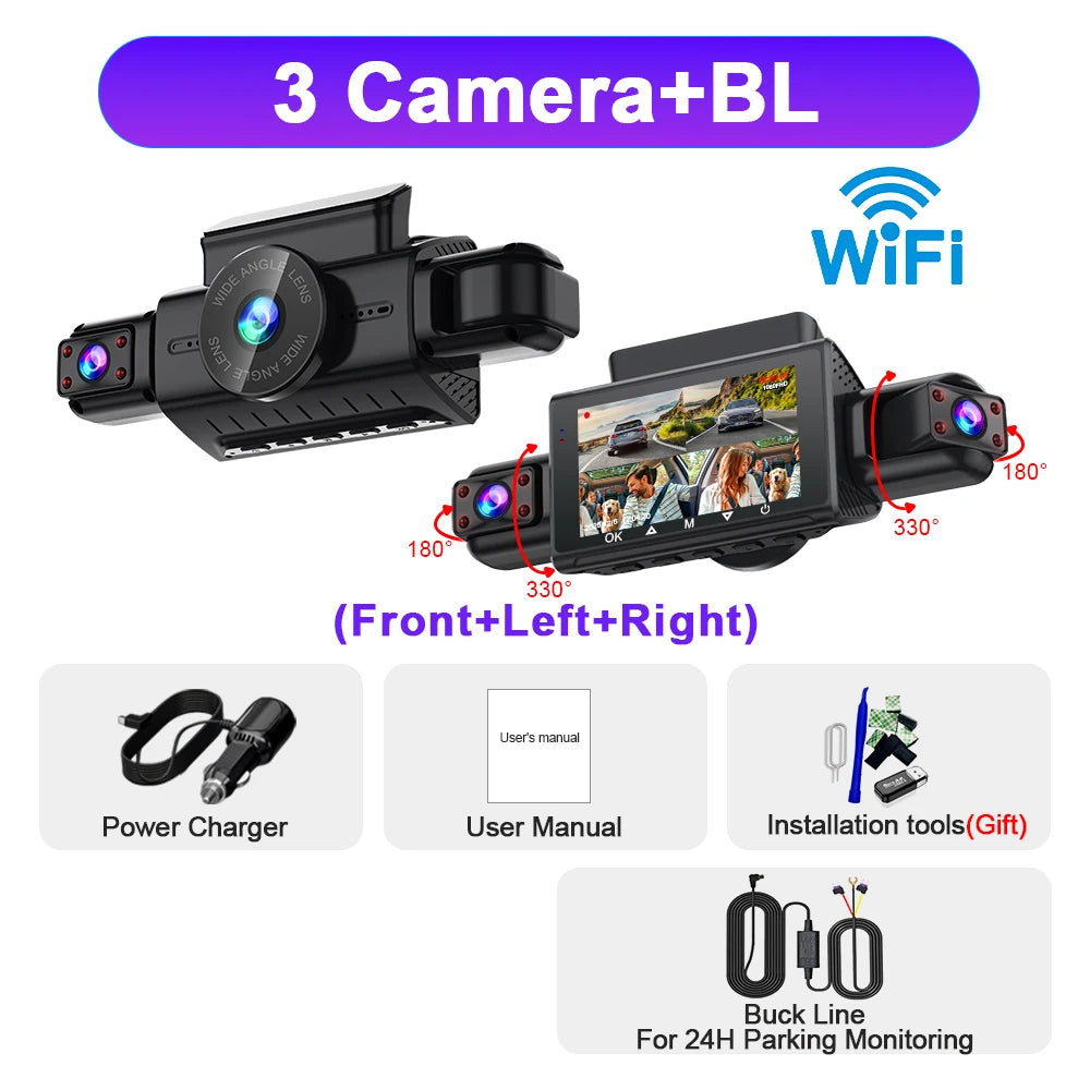  Dashcam for cars 4 Channel Black Box WiFi Driving Camera FHD 1080P Night Vision Loop Recording 24H Parking Mode car accessorie Car Mobile World