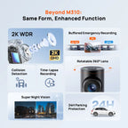 70mai Dash Cam M310 Plus 2K 1440P Super Night Vision F1.55 Aperture 70mai M310 2K Car DVR 24H Parking Guard WIFI & Voice Control
