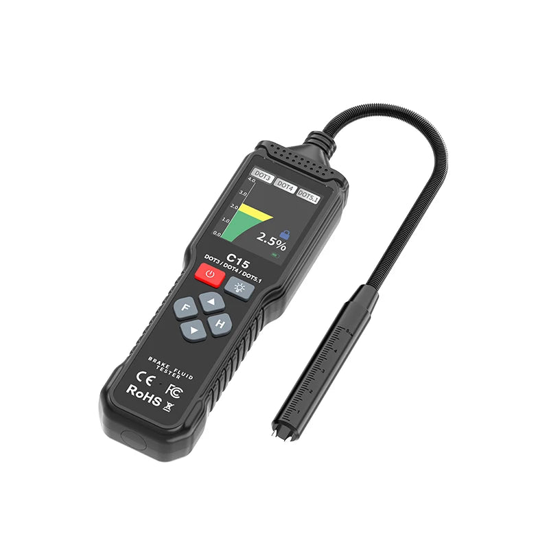 Car Brake Fluid Tester Automotive Moisture Analyzer 360° Bendable Probe Color Screen for Vehicle Care