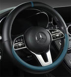 Full Leather Universal Car Steering Wheel Cover Breathable Anti Slip Car Decoration 37-38cm Steering Wheel Cover Accessories CM World