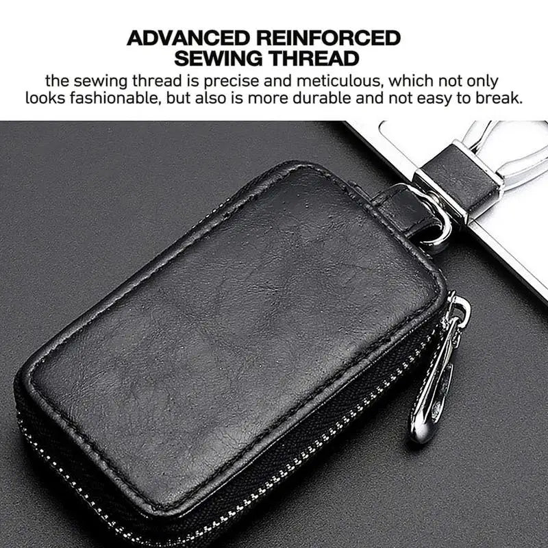 Leather Car Key Bag Unisex Key Protector KeyChain Multifunction Organizer Housekeeper Car Key Case Auto Remote Key Fob Pouch