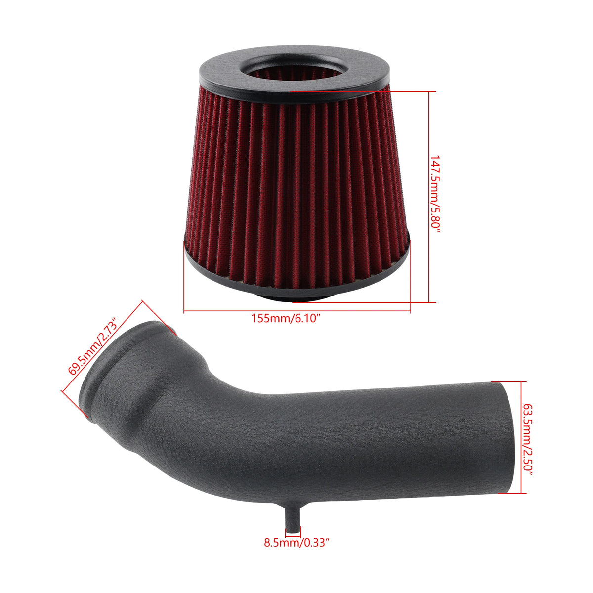 High Flow Short Ram Cold Air Intake Kit For Audi A1 1.4 TFSI 122HP 2010+