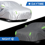190T Polyester Taffeta Full Car Cover Silver Coated Outdoor Sunshade Rain Full Body Shell For Hatchback Sedan Exterior Parts