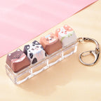 Cute Cat Dog Keycap Keychain 3d Printed Stress Relief Button Keyboard Bag Accessory Gift Kawaii Ins Decoration Ornament Supplies