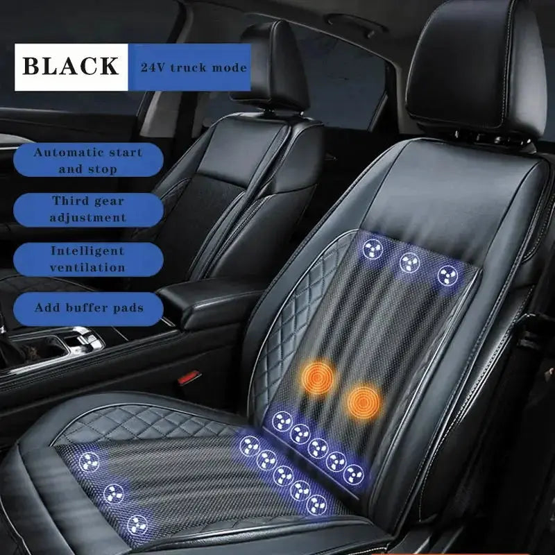 DC12/24V Car Summer Cool Air Seat Cushion Quick Blow Ventilation Refrigerated Seat Cover With Massagers Pat Mat Car Mobile World