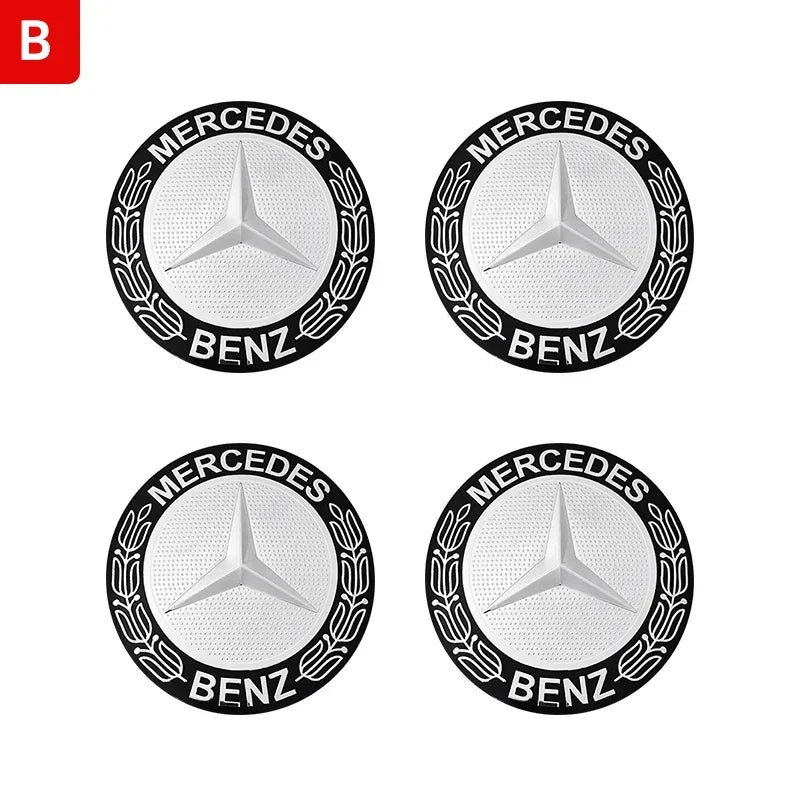 56mm60mm65mm75mm Car Wheel hub Center Cap Badge covers sticker 4pcs Mercedes Benz W204 W205 W212 W213 W177 W176 W117 X253 W247 CM World
