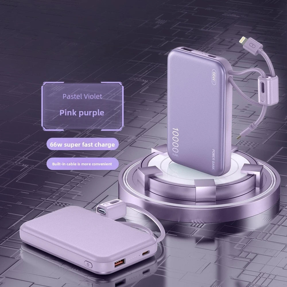 Hot 20000mAh Power Bank 66W Fast Charging Built in Cables Powerbank for IPhone Xiaomi Huawei Samsung External Spare Battery