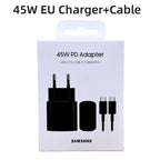 Original Samsung 45W Charger Type C EU Super Fast Charge Adapter For Galaxy Z Flip Fold 5 4 3 2 S24 S23 S22 Note20 Ultra Plus Car Mobile World