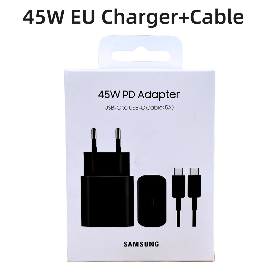 Original Samsung Charger 45W Super Fast Charge EU CERTIFIED Adapter For Galaxy Z Fold 5 4 3 Flip 5 4 3 S23 S24 Ultra S20 S22 S21 Car Mobile World