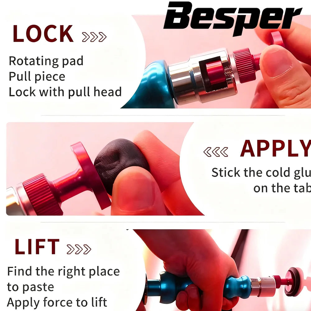Dent Repair Kit, 2 in 1 Dent Puller Paintless Dent Repair with T-bar Dent Removal Kit,for Repairing Small Dents, Hail Damage
