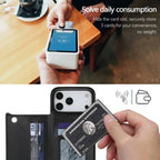 For iPhone 17/Air/17 Pro/17 Pro Max Wallet Case With Card Holder,PU Faux Leather Kickstand Card Slots Case,Double Magnetic Clasp