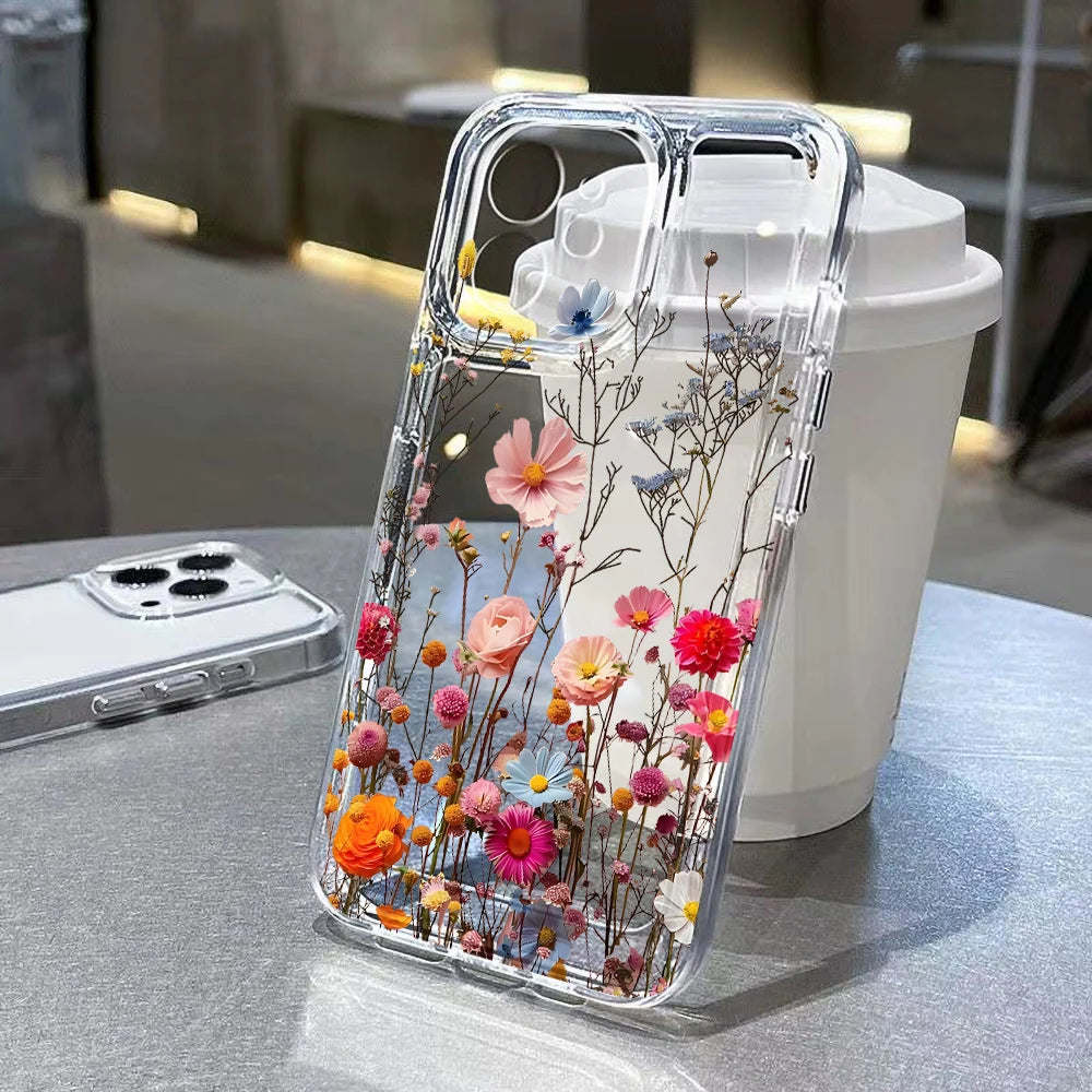 Cute Flower Clear Case For Samsung Galaxy A56 5G A57 A36 S26 S25 Ultra S24 FE S23 Case A37 A55 A54 A26 A07 A17 Shockproof Cover Car Mobile World