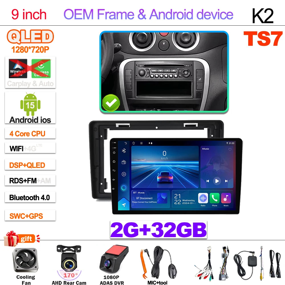 Android 15  Car Radio For Citroen C2 C3 2001 2002 2003 - 2010 Touch Screen Multimedia Video Player Navigation Bluetooth WIFI GPS CM World