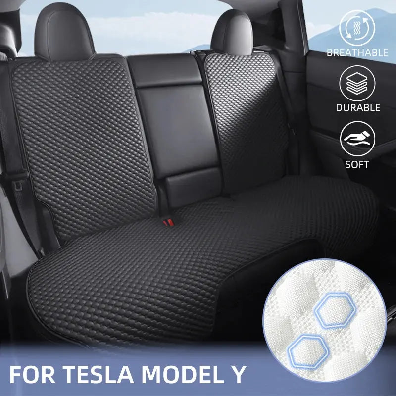 Karcle Car Seat Cushion For Tesla Model Y 2020-2024 5-Seat Ice Silk Car Seat Cover Breathable Summer Car Interior Accessories Car Mobile World
