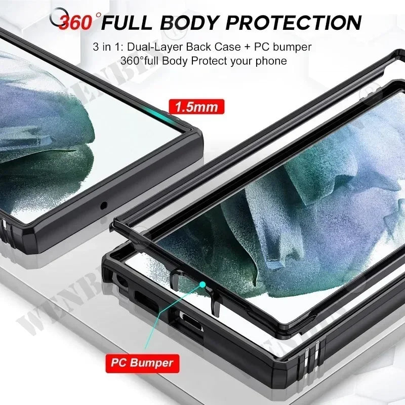 Case For Samsung S26 Ultra S25 S24 S23 Plus S25 FE A57 A56 A37 A36 A17 A16 5G Heavy Duty with Camera 360 Degree Kickstand Cover
