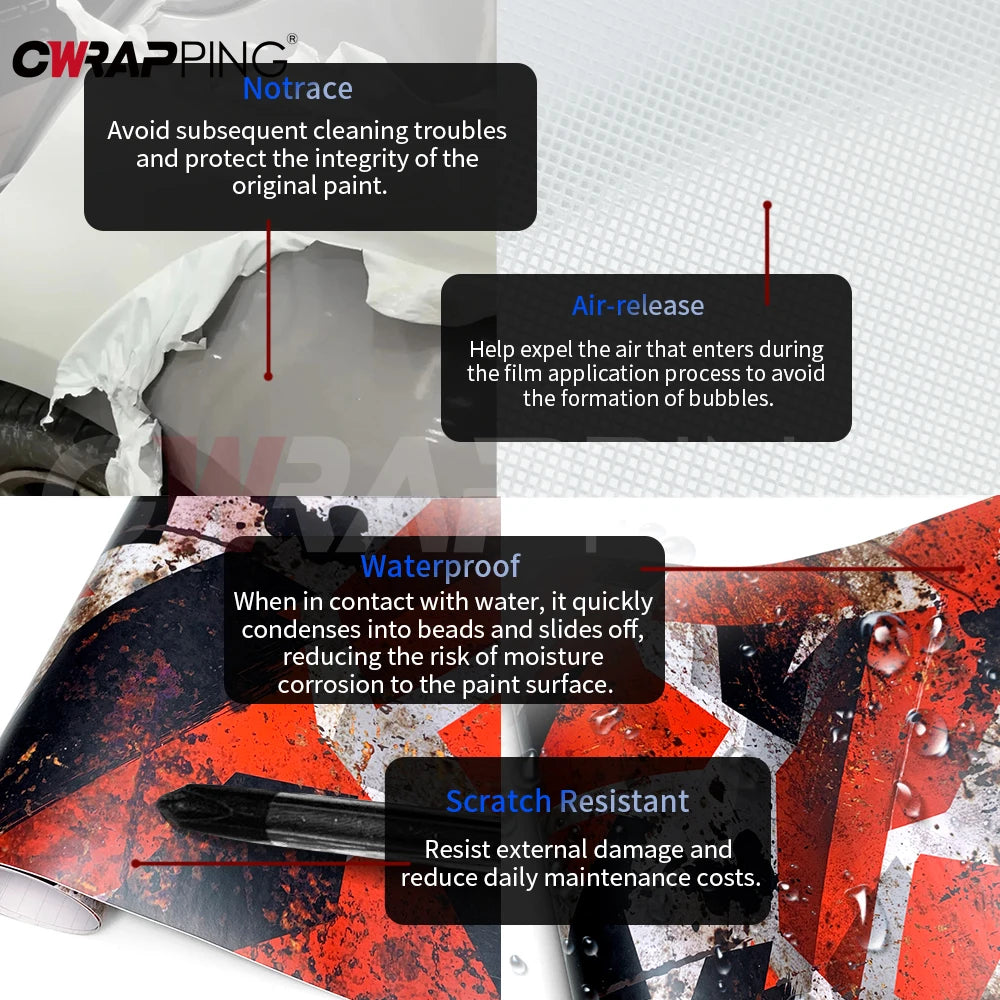 Vintage Rust Effect Vinyl Wrap Stickers for Car Film Covering Red Car Wrapping Sticker Geometry Camo Wrap Motorcycles Adhesive