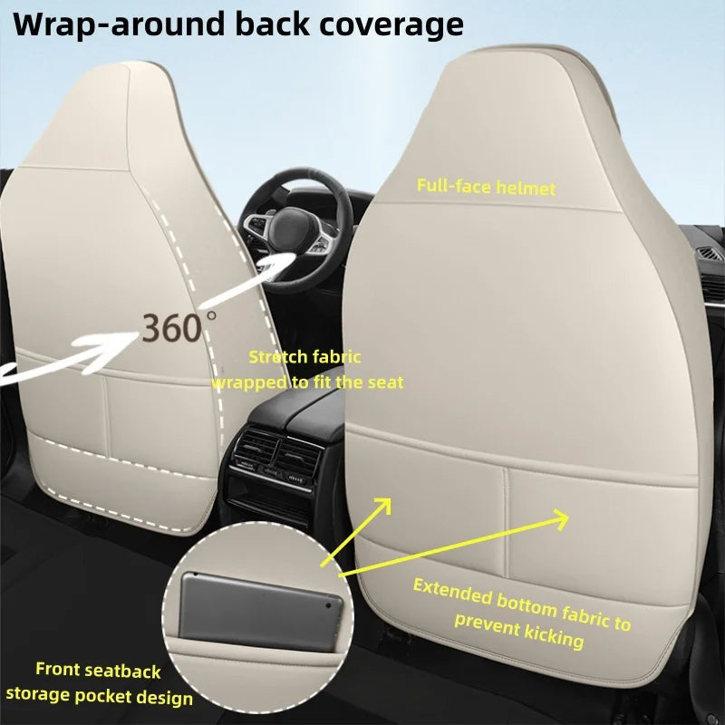 Front Row Double Seat, Luxurious Nappa Leather Full-Cover Integrated Car Seat Cover, Universal Fit, Delicate Texture, Not Easy to Wrinkle or Deform, Comfortable, Breathable, and Wear-Resistant, Suitable for All Seasons, Ergon Car Mobile World